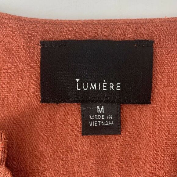 Lumiere Orange 3/4 Sleeve Relaxed Fit V Neck Top M - Picture 5 of 6